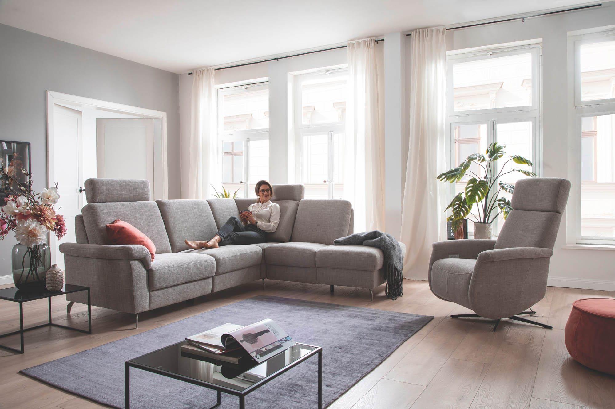 Moderne Polstercouch Calma in elegantem Grau – bequemes Ecksofa für Ihr Wohnzimmer