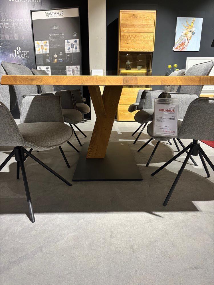 Säulentisch "Z30" Rustikale Asteiche, offene Äste/Risse.