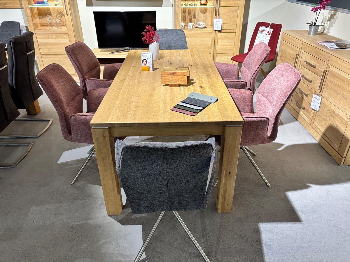 Stuhlgruppe - „Greyton“ Chenille-Optik mit Keder, Himbeer und Anthrazit.