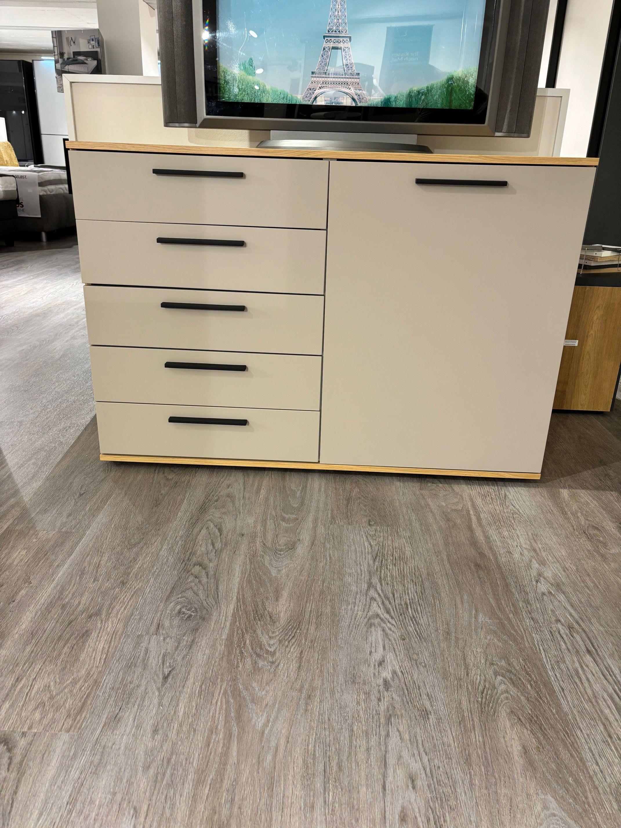 Kombikommode "Chicago" Lack Taupe, Balkeneiche.